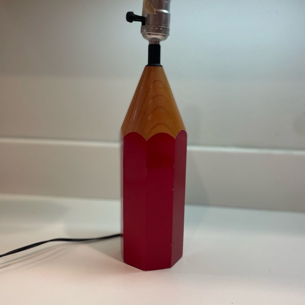 MCM Vintage Red Wood Pencil Lamp 1970s EUC rare